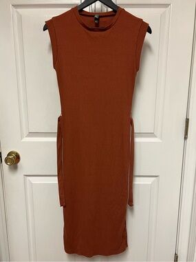 Alya by Francesca Sleeveless Ribbed Midi Dress in Rust